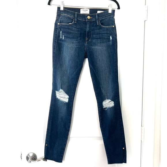 FRAME Denim Le High Slit Hem Skinny Jeans - Size 26 - Picture 1 of 5